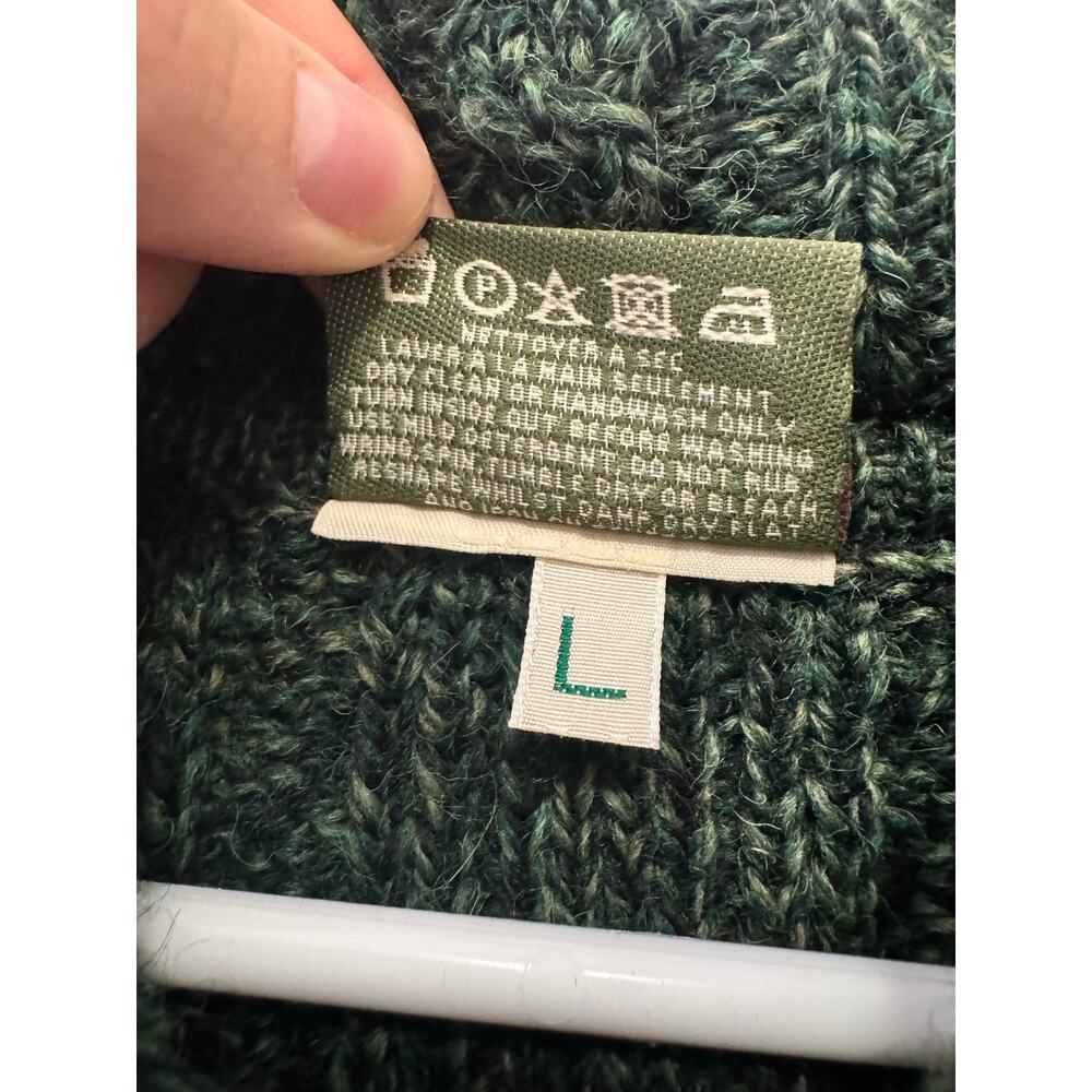CARRAIG DONN Cardigan Cable Knit Green Wool Open Front Single Button Women's L - Picture 7 of 7